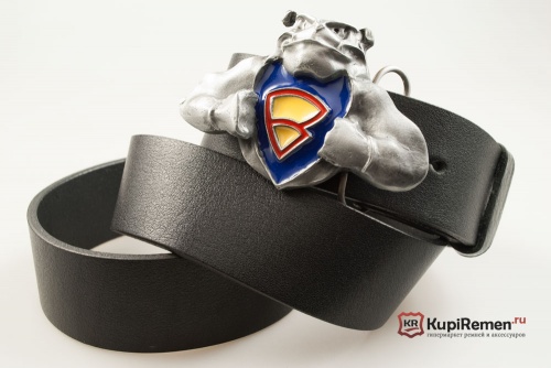Кожаный ремень с пряжкой "SUPER DOG" (Супер собака) 3D - kupiremen.ru