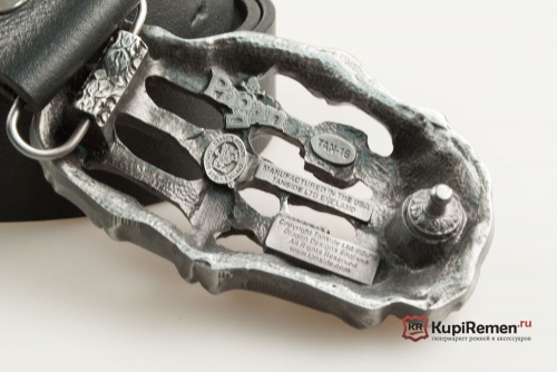 Кожаный ремень с пряжкой "DEATH HAND" (Рука скелета) 3D - kupiremen.ru