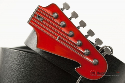 Кожаный ремень с пряжкой "LEAD GUITAR HEAD" (Голова соло-гитары) - kupiremen.ru