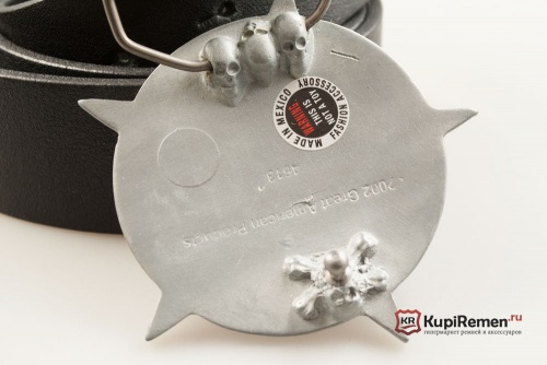 Кожаный ремень с пряжкой "NAUTICAL STAR BLACK - SILVER" (Навигационная звезда) - kupiremen.ru