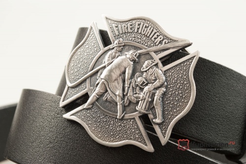 Кожаный ремень с пряжкой "FIRE FIGHTER" (пожарный) - kupiremen.ru