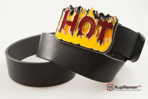 Кожаный ремень с пряжкой "HOT" - kupiremen.ru