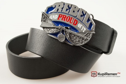 Кожаный ремень с пряжкой "REBEL AND PROUD OF IT" (Бунтую и горжусь) 3D - kupiremen.ru