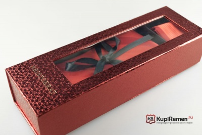 Красный мужской галстук ARISTOKRAT с нагрудным платком в коробке - kupiremen.ru