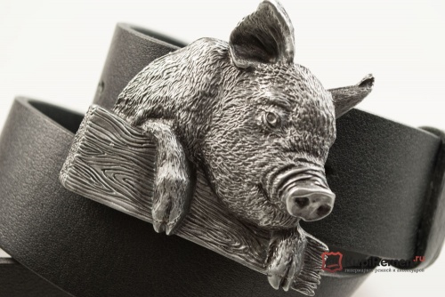 Кожаный ремень с пряжкой "PIG" (Поросёнок) 3D - kupiremen.ru