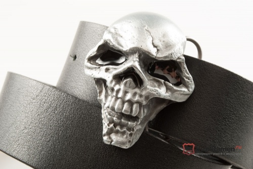 Кожаный ремень с пряжкой "3D SKULL" (Череп 3D) - kupiremen.ru
