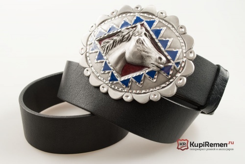 Кожаный ремень с пряжкой "Голова лошади кантри" 3D - kupiremen.ru