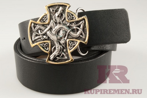Кожаный ремень с пряжкой "CELTIC CROSS" (Крест) 3D - kupiremen.ru