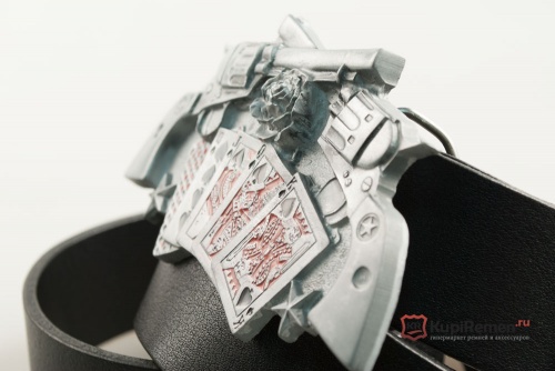 Ремень с пряжкой "Карты - два ствола" 3D - kupiremen.ru