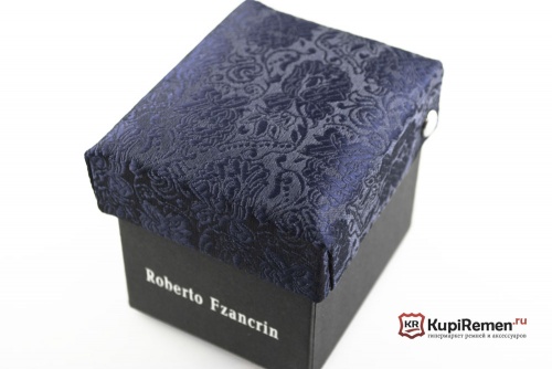 Тёмно-синий узкий галстук Roberto Fzancrin в коробке - kupiremen.ru