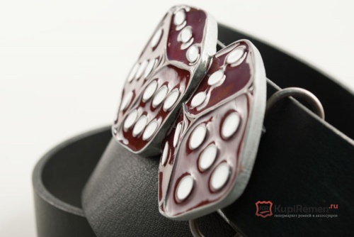 Кожаный ремень с пряжкой "DICE RED" (Бордовые кости) - kupiremen.ru