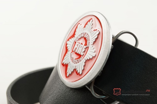 Кожаный ремень с пряжкой "FIRE FIGHTER OVAL" (Эмблема пожарного) - kupiremen.ru