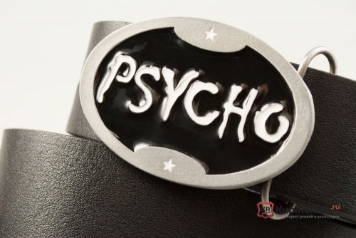 Кожаный ремень с пряжкой "PSYCHO"  - kupiremen.ru