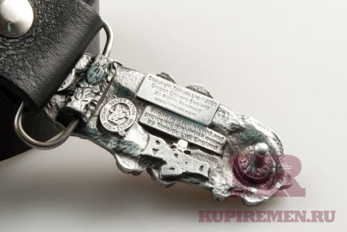 Кожаный ремень с пряжкой "Орнамент синий цветок" 3D - kupiremen.ru