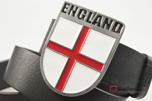 Кожаный ремень с пряжкой "ENGLAND SHIELD" (Английский щит) - kupiremen.ru