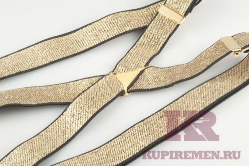 Узкие подтяжки с четырьмя клипсами золотого цвета - kupiremen.ru