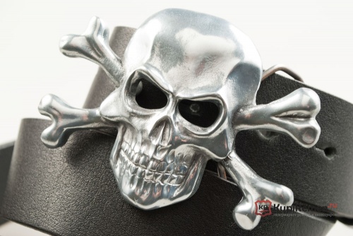 Кожаный ремень с пряжкой "JOLLY ROGER" (Весёлый Роджер) - kupiremen.ru
