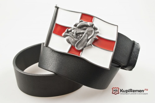 Кожаный ремень с пряжкой "SPIKE HEAD - ENGLAND FLAG" - kupiremen.ru