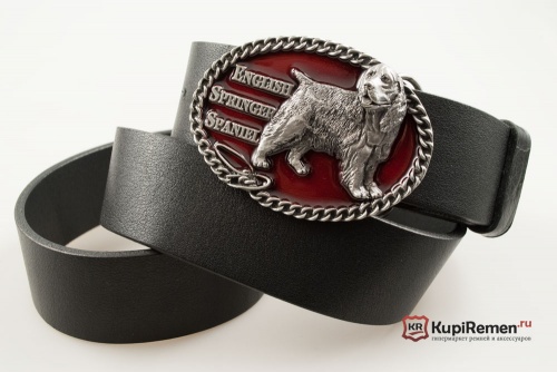 Кожаный ремень с пряжкой "ENGLISH SPRINGER SPANIEL" (Английский кокер-спаниель) 3D - kupiremen.ru