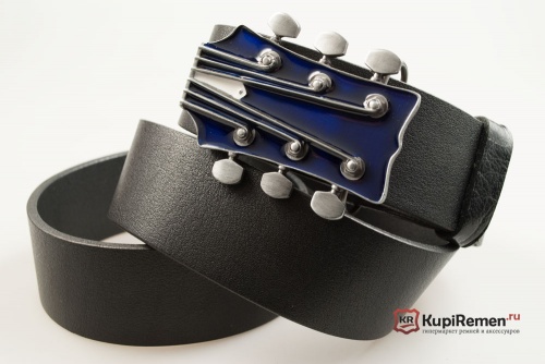 Ремень с пряжкой "GUITAR HEAD - BLUE" (Головка грифа) 3D - kupiremen.ru