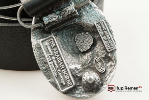 Кожаный ремень с пряжкой "ARABIAN HORSE-BLUE" (Голова арабского скакуна) 3D - kupiremen.ru