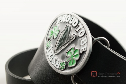 Кожаный ремень с пряжкой "Proud to be Irish" - kupiremen.ru