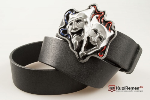 Кожаный ремень с пряжкой "Masks" (Маски) 3D - kupiremen.ru
