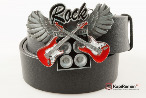 Кожаный ремень с пряжкой "ROCK" 3D - kupiremen.ru