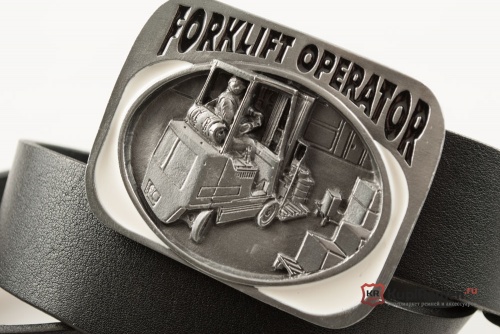 Кожаный ремень с пряжкой "FORKLIFT OPERATOR" (Оператор погрузчика) 3D - kupiremen.ru