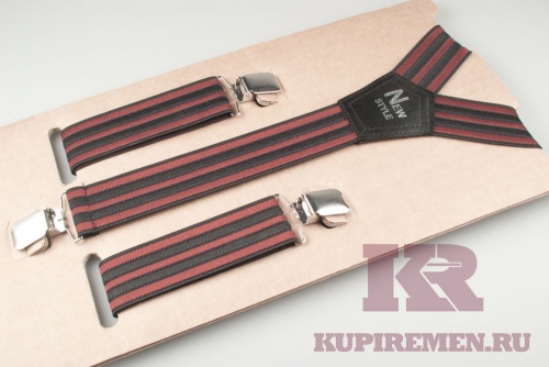 Подтяжки New Style "Ирландия" в полоску с вышивкой шёлком - kupiremen.ru