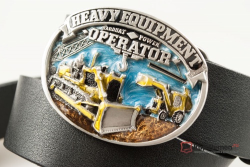 Кожаный ремень с пряжкой "HEAVY EQUIPMENT OPERATOR" (оператор тяжелого оборудования) - kupiremen.ru