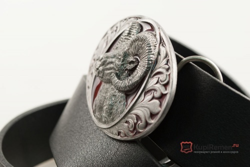 Кожаный ремень с пряжкой "RAMS HEAD" (Голова барана) 3D - kupiremen.ru