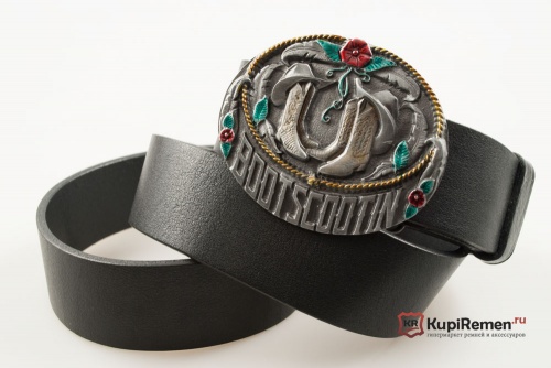 Кожаный ремень с пряжкой "BOOT SCOOTIN" (Ботинки ковбоя) 3D - kupiremen.ru