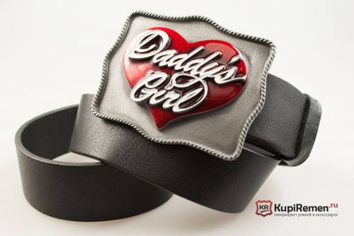 Кожаный ремень с пряжкой "DADDY'S GIRL" (Папина дочка) 3D - kupiremen.ru