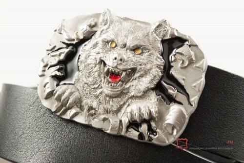 Кожаный ремень с пряжкой "MAD WOLF" (Оборотень) 3D - kupiremen.ru