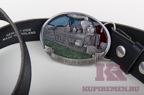Кожаный ремень с пряжкой "Паровоз" - kupiremen.ru