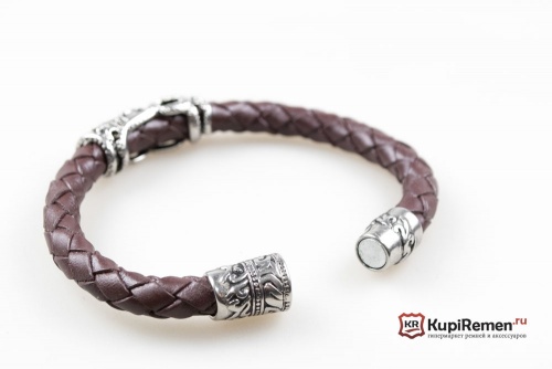Плетённый браслет Череп с короной и змеёй - kupiremen.ru