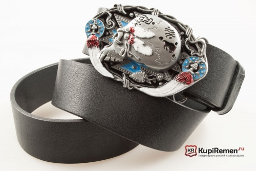 Кожаный ремень с пряжкой "Череп индейца" 3D - kupiremen.ru