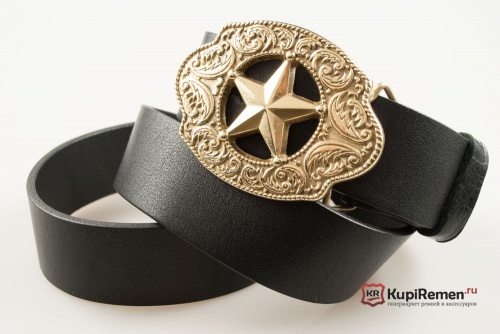 Кожаный ремень с пряжкой "TEXAS STAR" (Звезда Техаса) 3D - kupiremen.ru