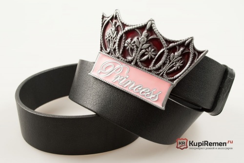 Кожаный ремень с пряжкой "PRINCESS" (принцесса) - kupiremen.ru
