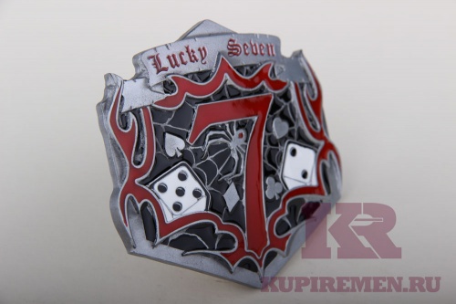 Кожаный ремень с пряжкой "LUCKY 7" (Удачная 7-ка) - kupiremen.ru