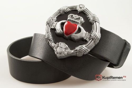 Кожаный ремень с пряжкой "Сердце с короной" - kupiremen.ru