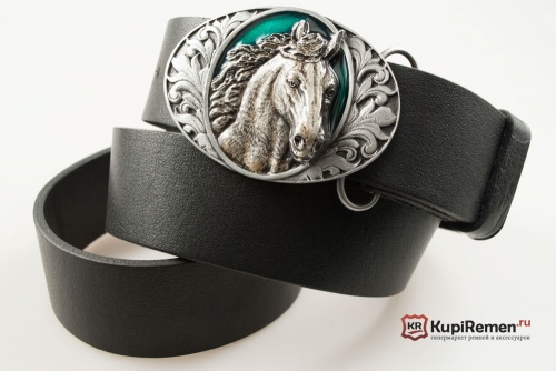Кожаный ремень с пряжкой "HORSES HEAD" (Голова лошади) 3D - kupiremen.ru