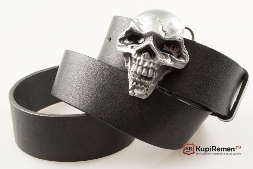 Кожаный ремень с пряжкой "3D SKULL" (Череп 3D) - kupiremen.ru