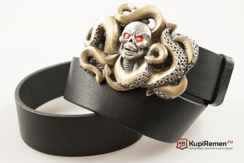 Кожаный ремень с пряжкой "OCTO SKULL" (Череп осьминога) 3D - kupiremen.ru