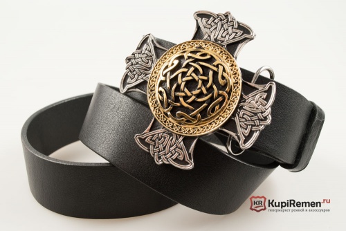 Кожаный ремень с пряжкой "Кельтский крест" - kupiremen.ru