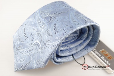 Мягко-голубой мужской галстук с нагрудным платком в коробке - kupiremen.ru