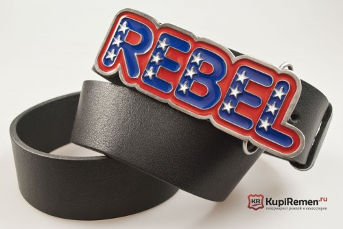 Кожаный ремень с пряжкой "REBEL" (Мятежник) - kupiremen.ru