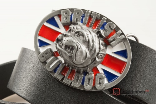 Кожаный ремень с пряжкой "BRITISH BULLDOG"  - kupiremen.ru
