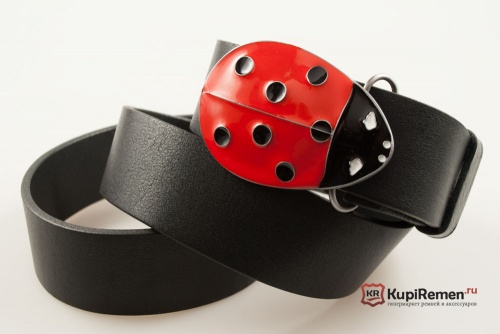 Кожаный ремень с пряжкой "LADY BIRD" (Божья коровка) - kupiremen.ru